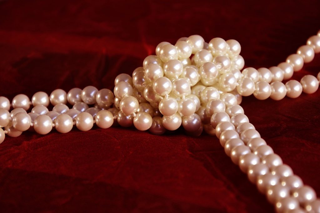 beads, chain, silk